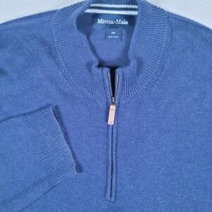 Mizzen + Main  Long Sleeve 1/4 Zip Men's XXL Sweater Mock Pullover Navy Blue